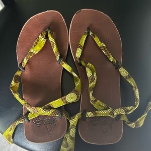 Sseko ribbon sandals. Two sets of ribbons. Size 8. Worn once.